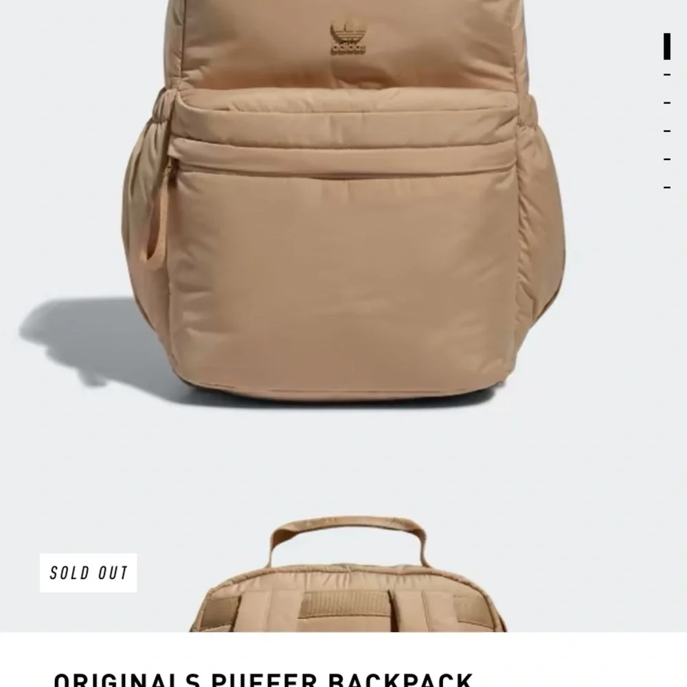 adidas Originals Puffer Backpack in Beige - Picture 1 of 11